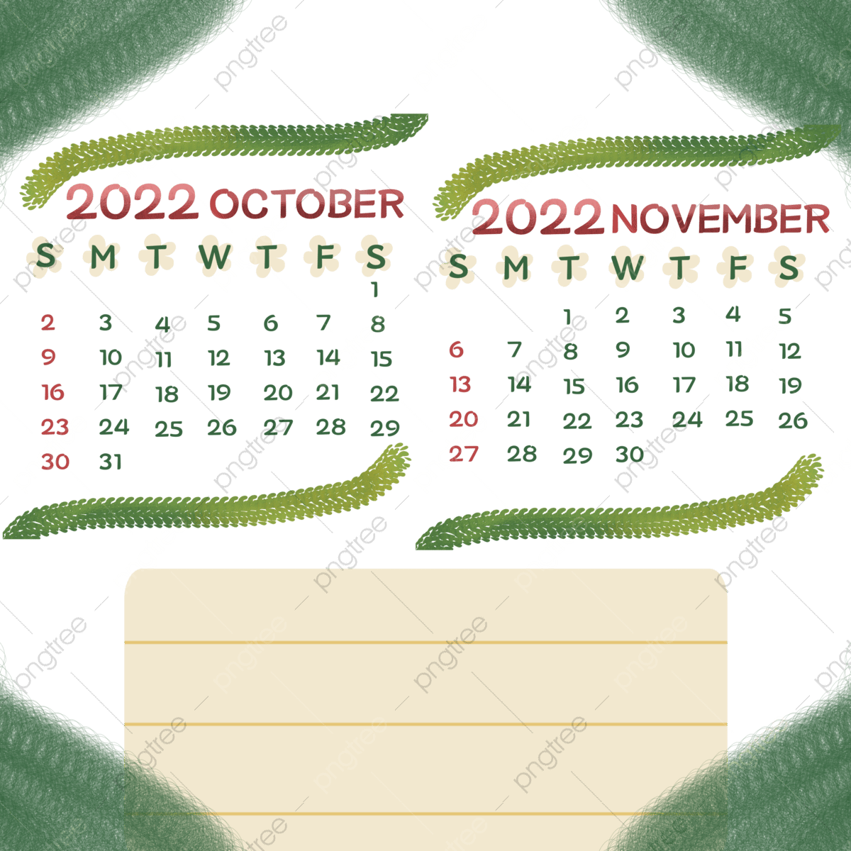 Kalender Oktober Dan November 2022 Oktober 2022 November 2022 Kalender PNG Transparan Clipart Dan File PSD Untuk Unduh Gratis