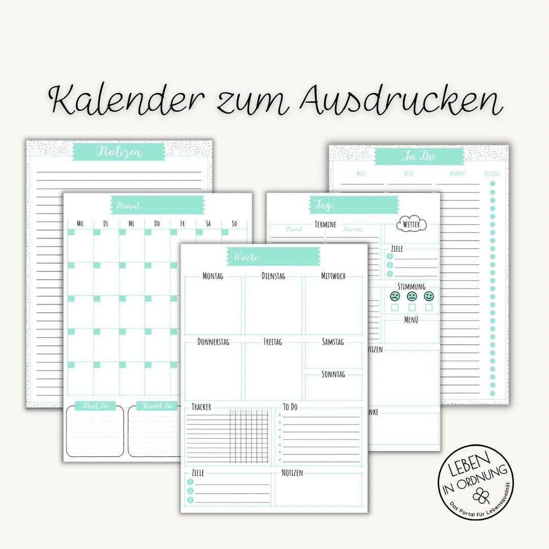 Kalender Planner Zum Ausdrucken Als Sofort Download PDF Etsy Italia