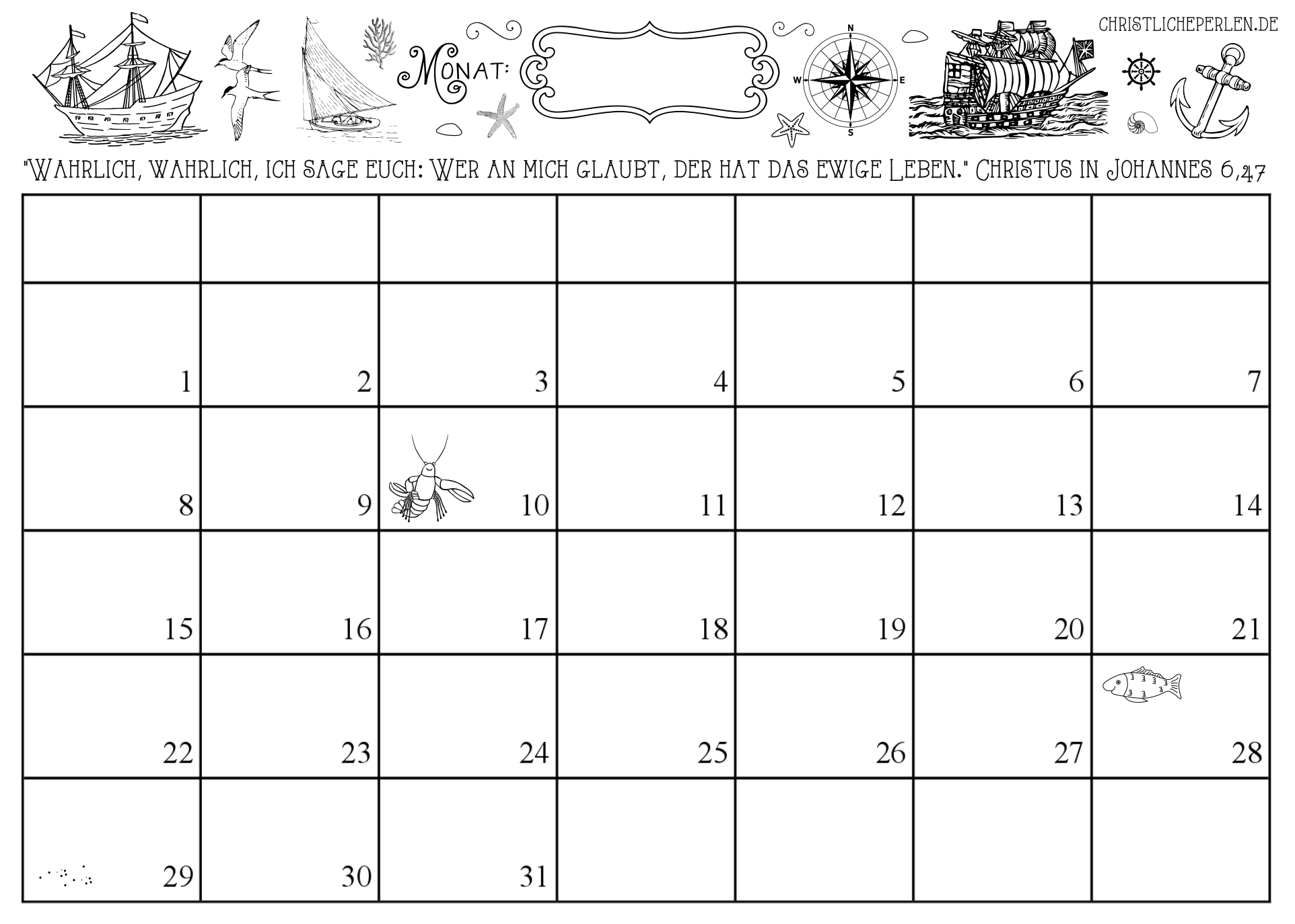 Kalender Vorlagen Christliche Perlen