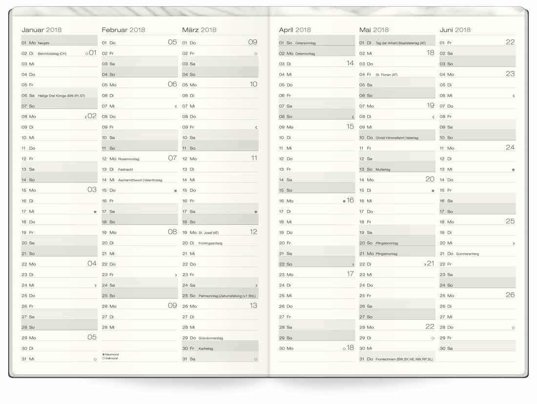 Kalender Wochen Notiz Timer F r 2018 In A5 A4 H fft Verlag