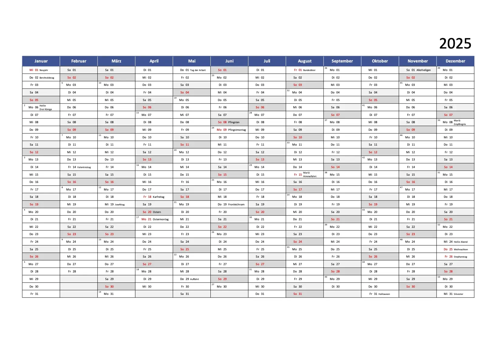 Kalender Zum Ausdrucken 2025 2026 Gratis PDF
