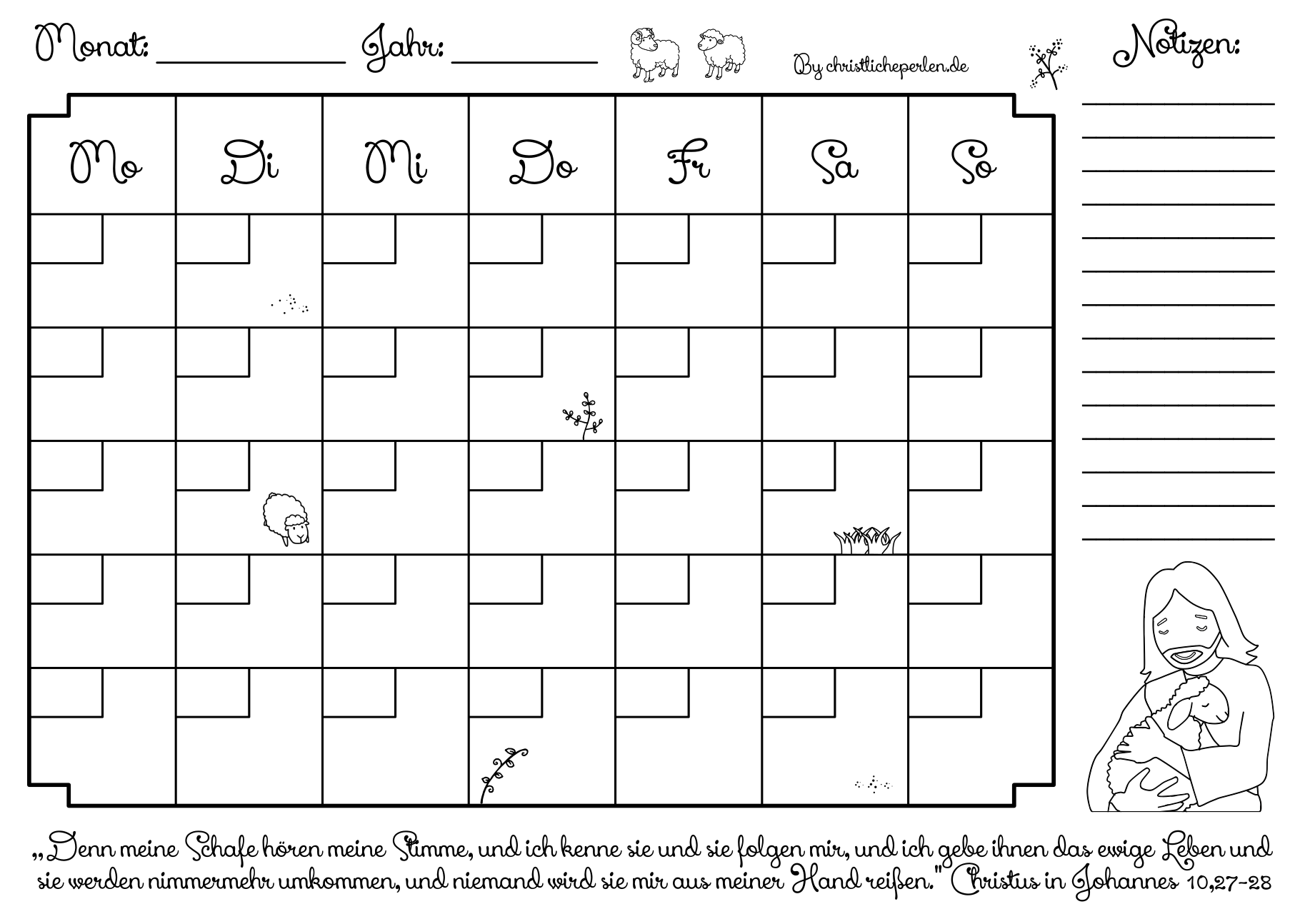 Kalender Zum Ausdrucken Christliche Perlen