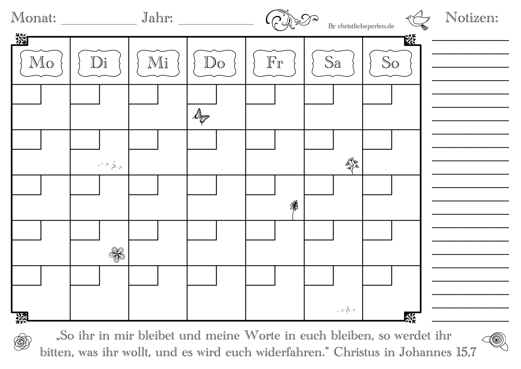 Kalender Zum Ausdrucken Christliche Perlen