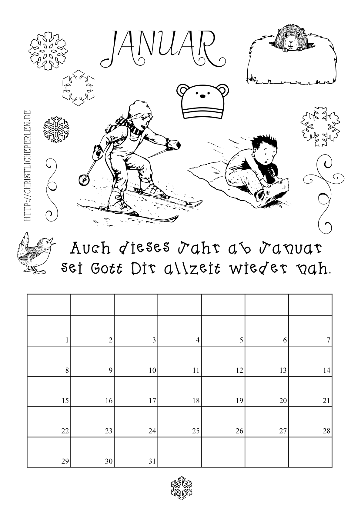 Kalender Zum Ausdrucken Und Ausmalen Christliche Perlen