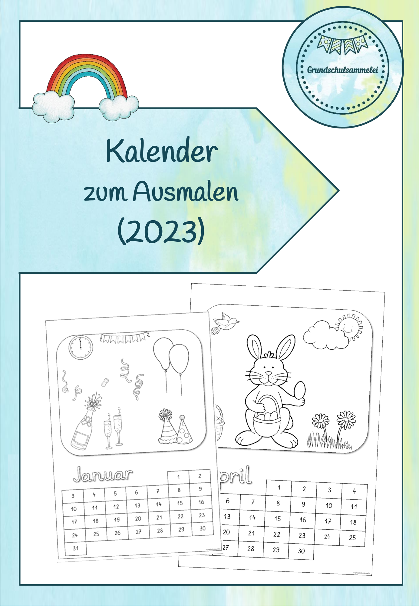Kalender Zum Ausmalen 2023 2024 Oder Ohne Jahresangabe Unterrichtsmaterial In Den F chern Kunst Fach bergreifendes