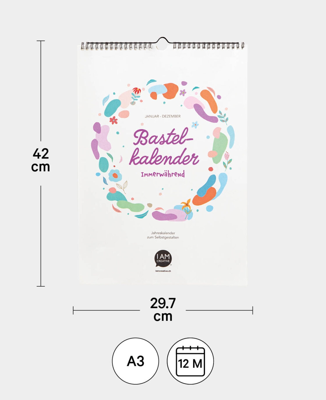 Kalender Zum Basteln 297 X 420 Mm A3 Dauerkalender Von Januar Bis Dezember Immerw hrender Bastelkalender Weiss 1 Stk I AM CREATIVE