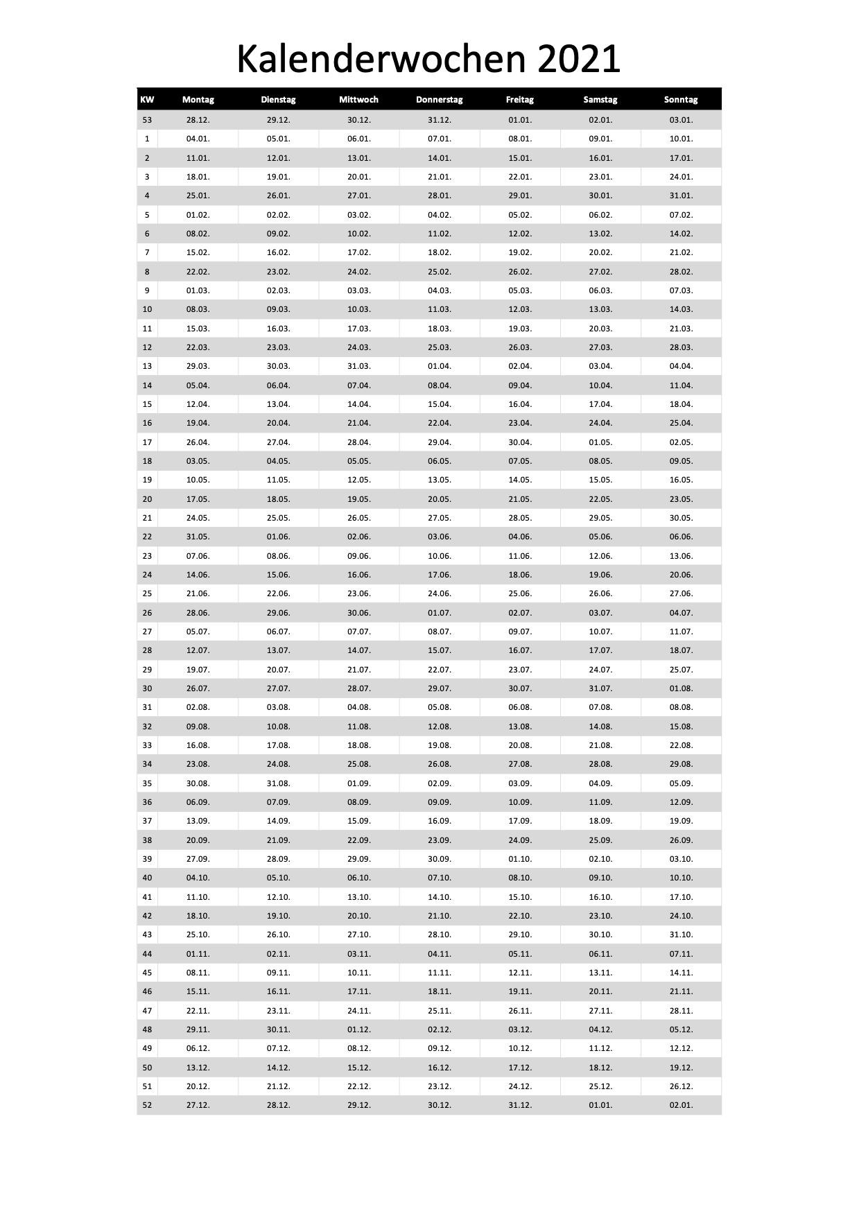 kW Kalender Zum Ausdrucken Kostenlos