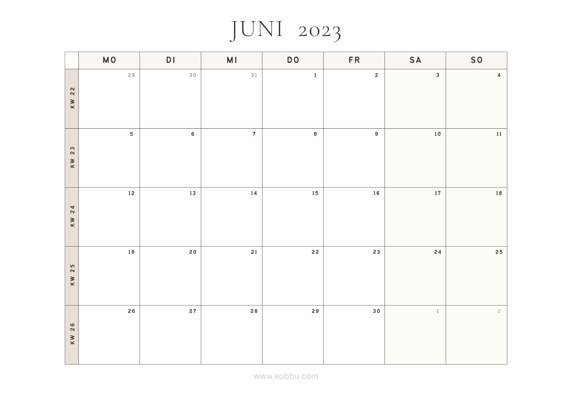 Kalenderwochen Kalender 2023 Zum Ausdrucken Xobbu