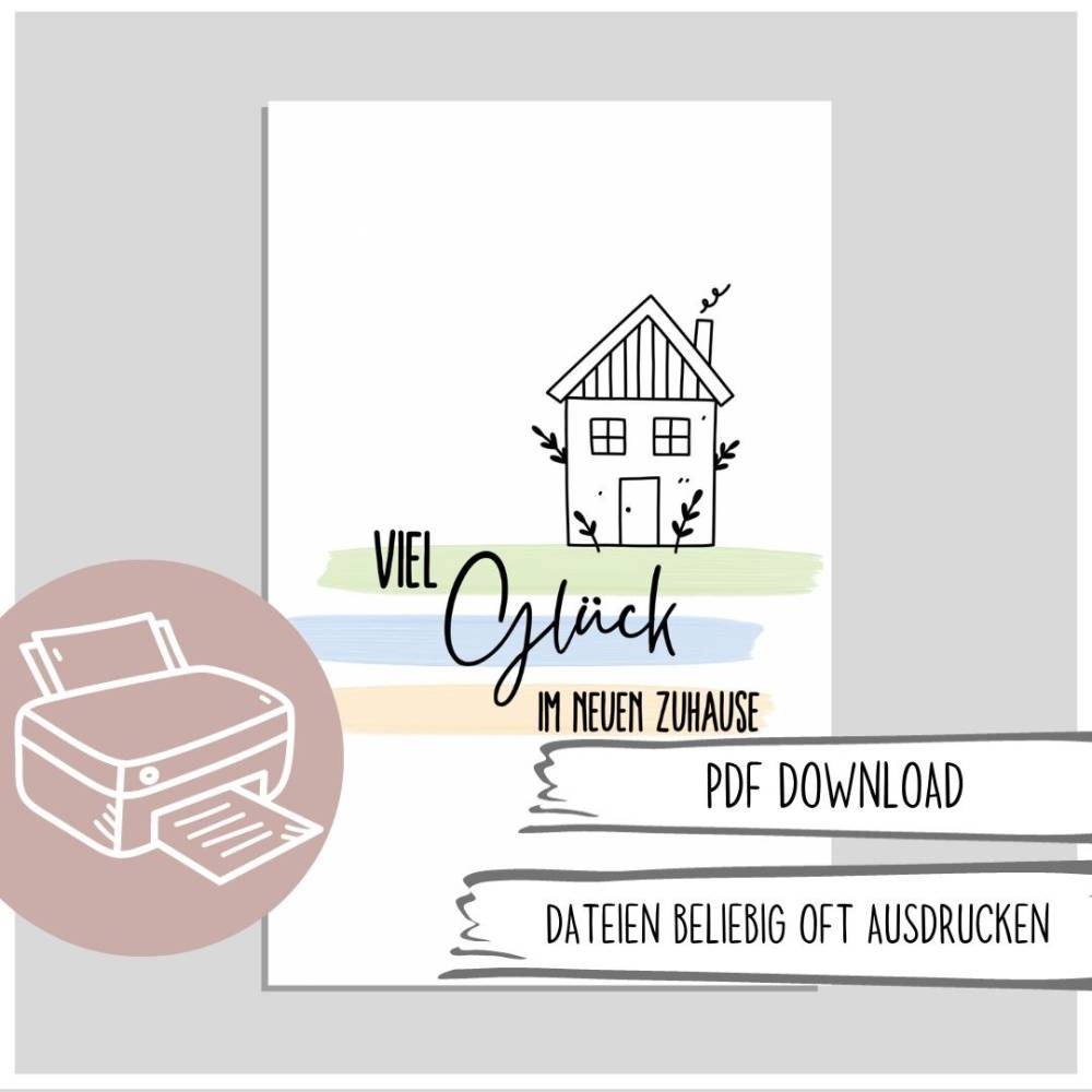 Karte Zum Ausdrucken Karte Zum Einzug Umzug Geschenk Einweihungsparty Karte Neues Zuhause Happy New Home Viel Gl ck