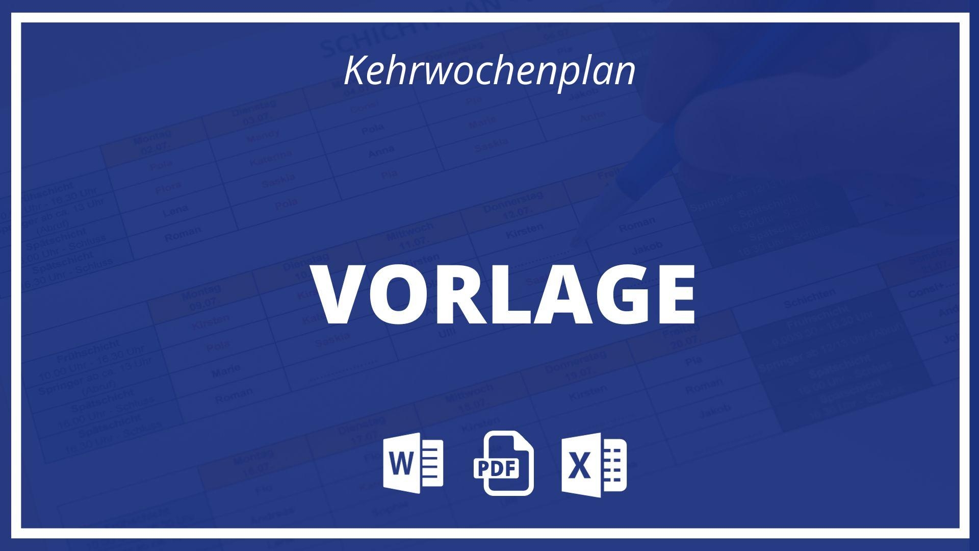 Kehrwochenplan Vorlage PDF WORD EXCEL