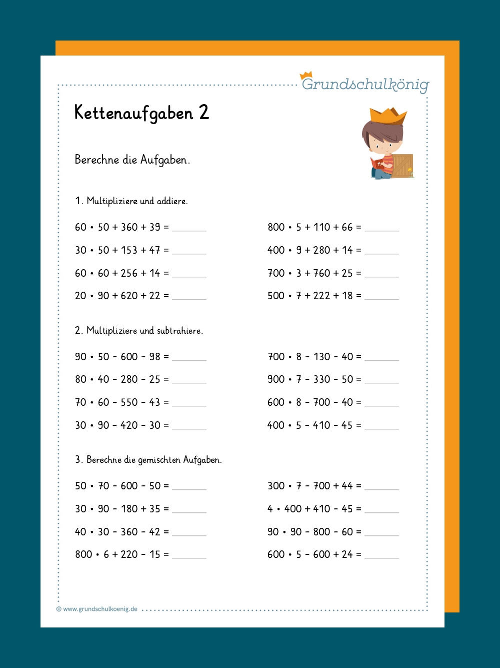 Kettenaufgaben Mathe 4 Klasse