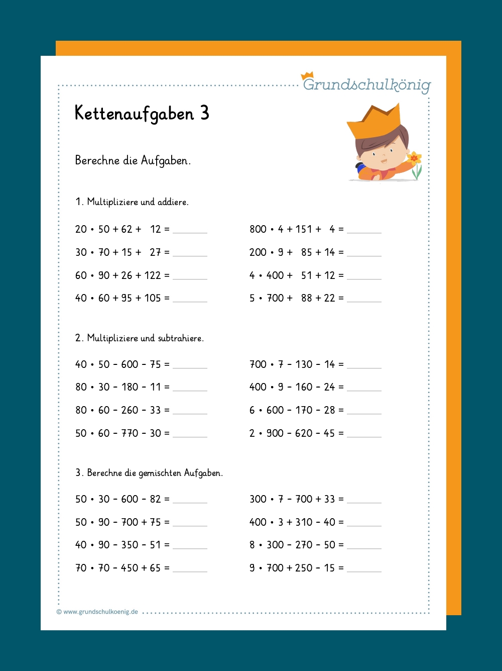 Kettenaufgaben Mathe 4 Klasse
