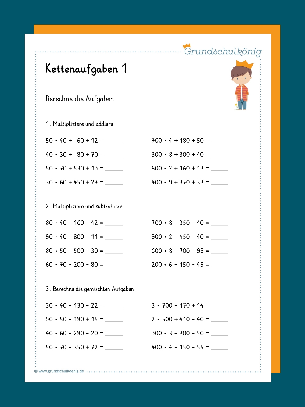 Kettenaufgaben Mathe 4 Klasse