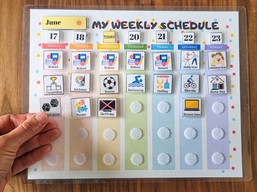 Kids Weekly Planner With Daily Calendar Editable Weekly Kids Calendar Visual Schedule For Toddlers Children Routine Chart Digital File Etsy