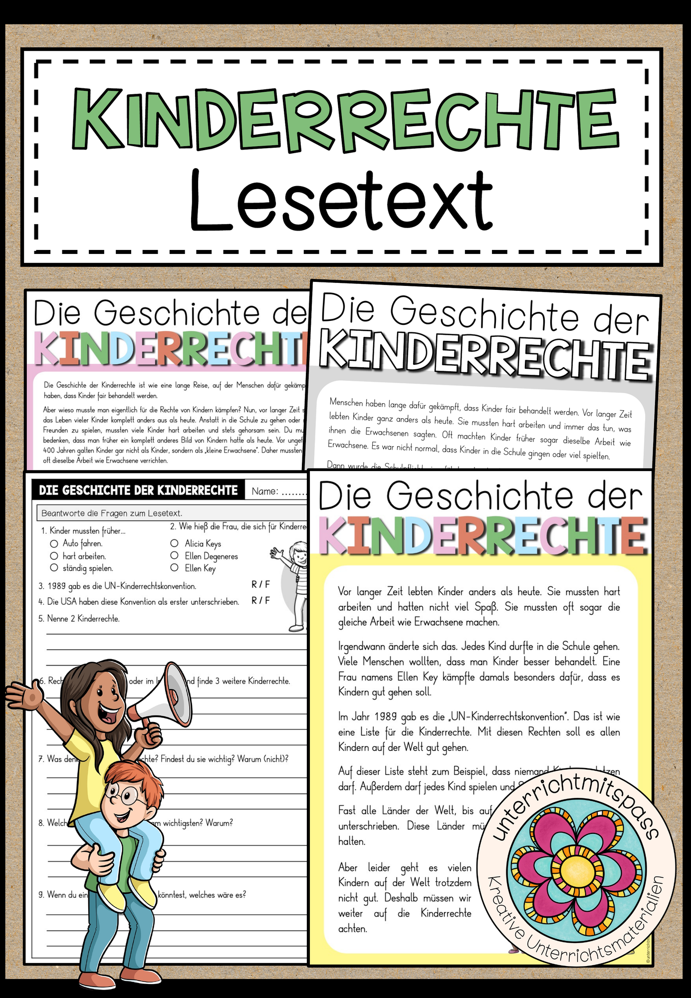 Kinderrechte Lesetext Arbeitsblatt 3 fach Differenziert Unterrichtsmaterial Im Fach Ethik Werte Und Normen
