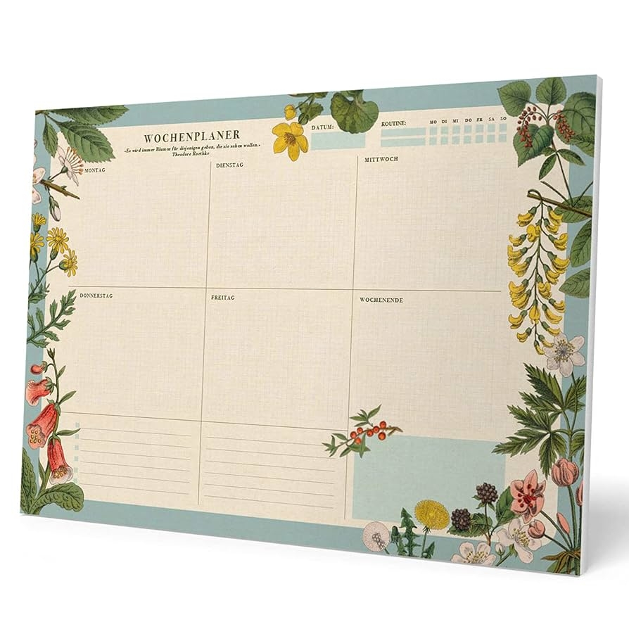 Kokonote Wochenplaner Tischkalender Block A3 Kalender Planer Botanical Auf Deutsch Tischplaner A3 Tischkalender Ohne Datum Schreibtischunterlage Papier Amazon de B robedarf Schreibwaren
