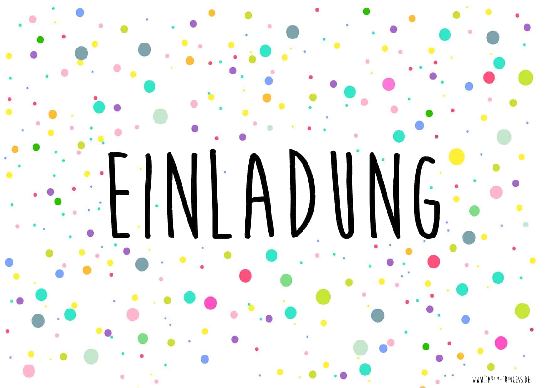 Konfetti Einladungskarten Zum Ausdrucken Jetzt Kostenlos Downloaden 