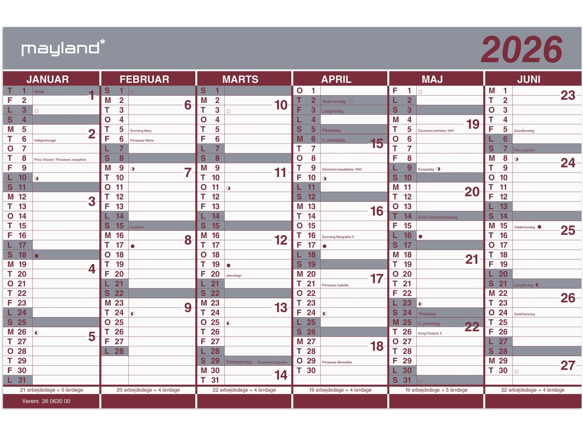 Dansk Kalender 2026