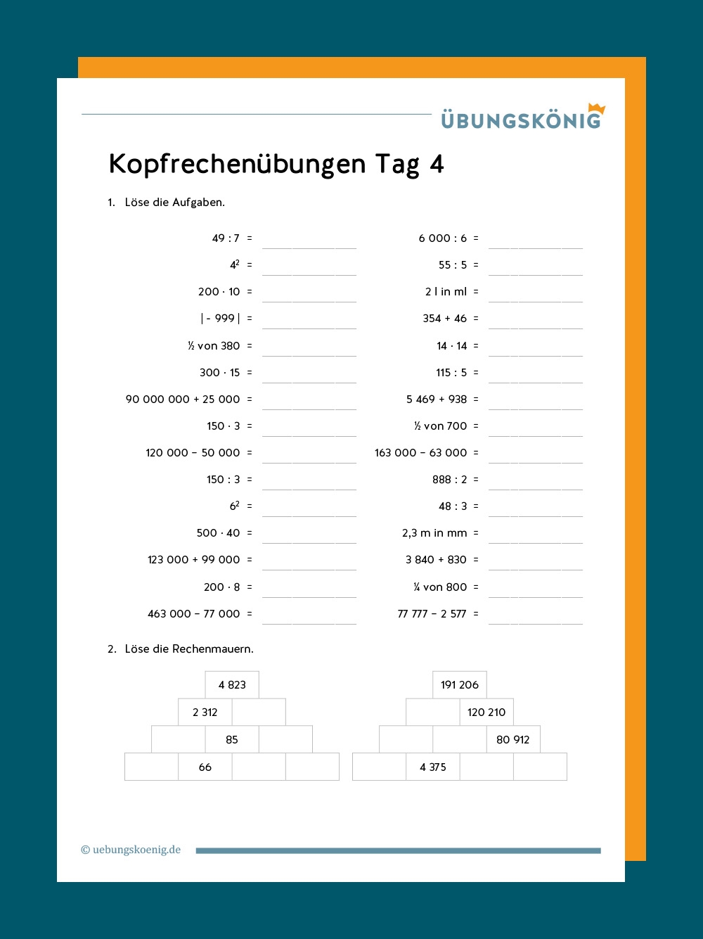 Kopfrechnen Mathe 5 Klasse Kopfrechnen Mathe 5 Klasse