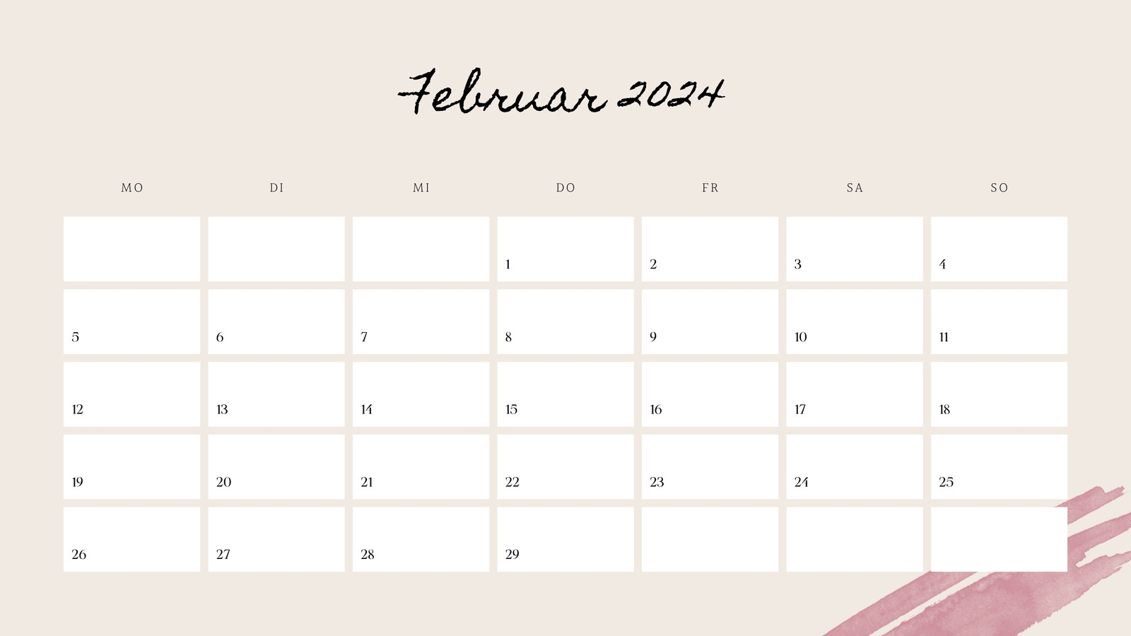Kostenlos Anpassbare Februar 2024 Kalender Vorlagen Canva