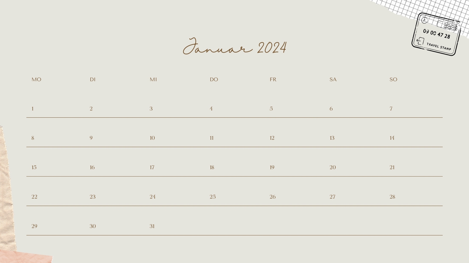Kostenlos Anpassbare Januar 2024 Kalender Vorlagen Canva