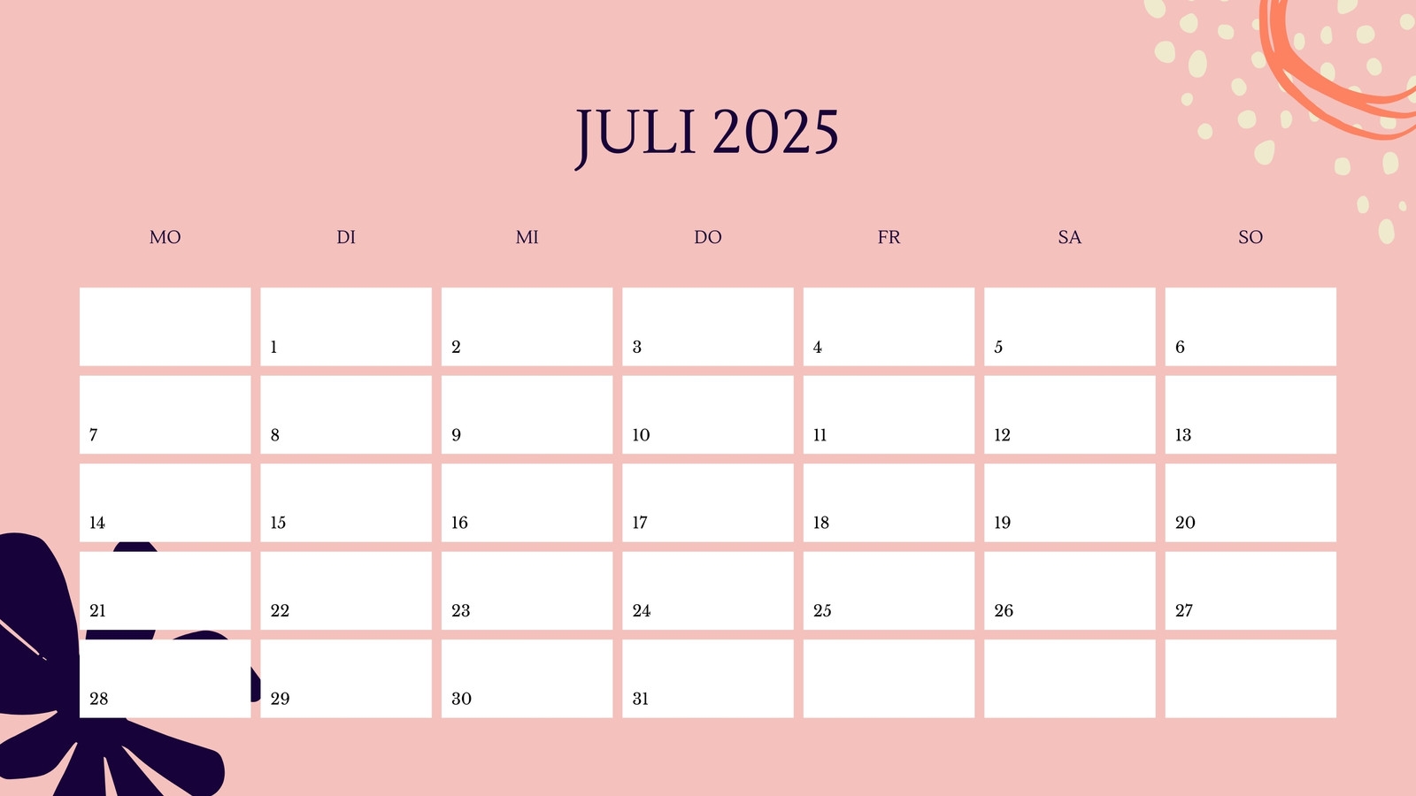Kalender Zum Ausdrucken Juli