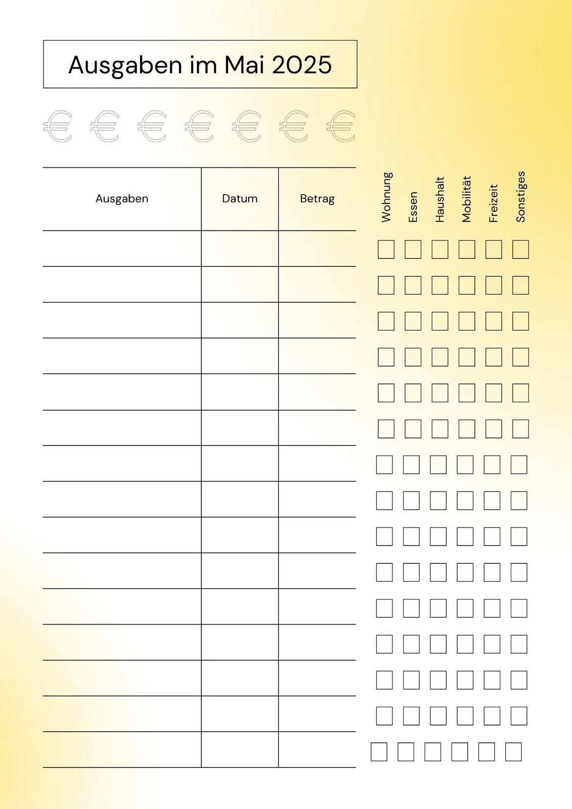 Haushaltsplan Excel Vorlage Kostenlos