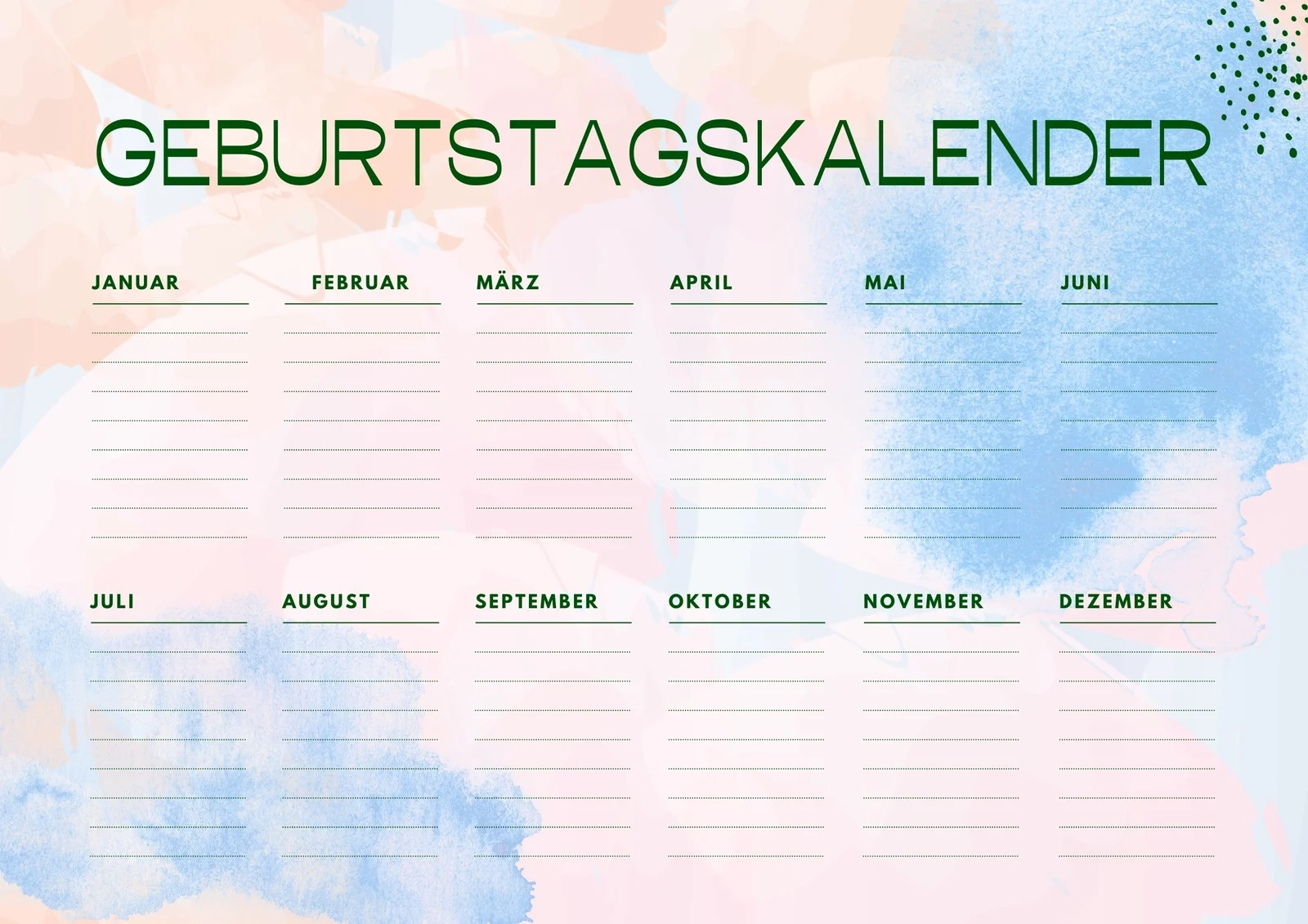 Kostenlos Anpassbare Vorlagen F r Wandkalender Canva