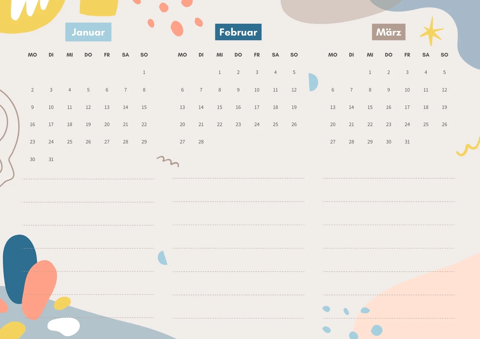 Kostenlos Anpassbare Vorlagen F r Wandkalender Canva