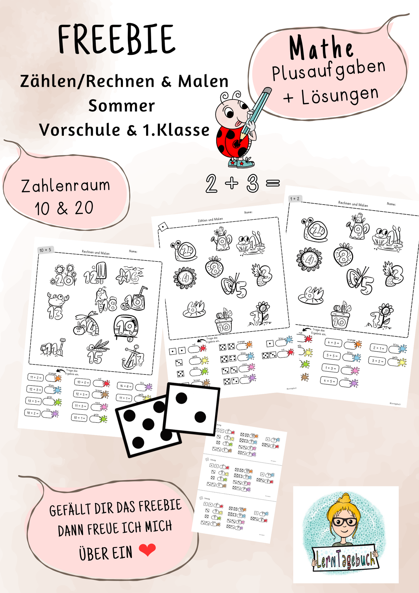 Kostenlose Arbeitsbl tter Mathe Z hlen Rechnen Und Malen Sommer Unterrichtsmaterial In Den F chern Mathematik Kita