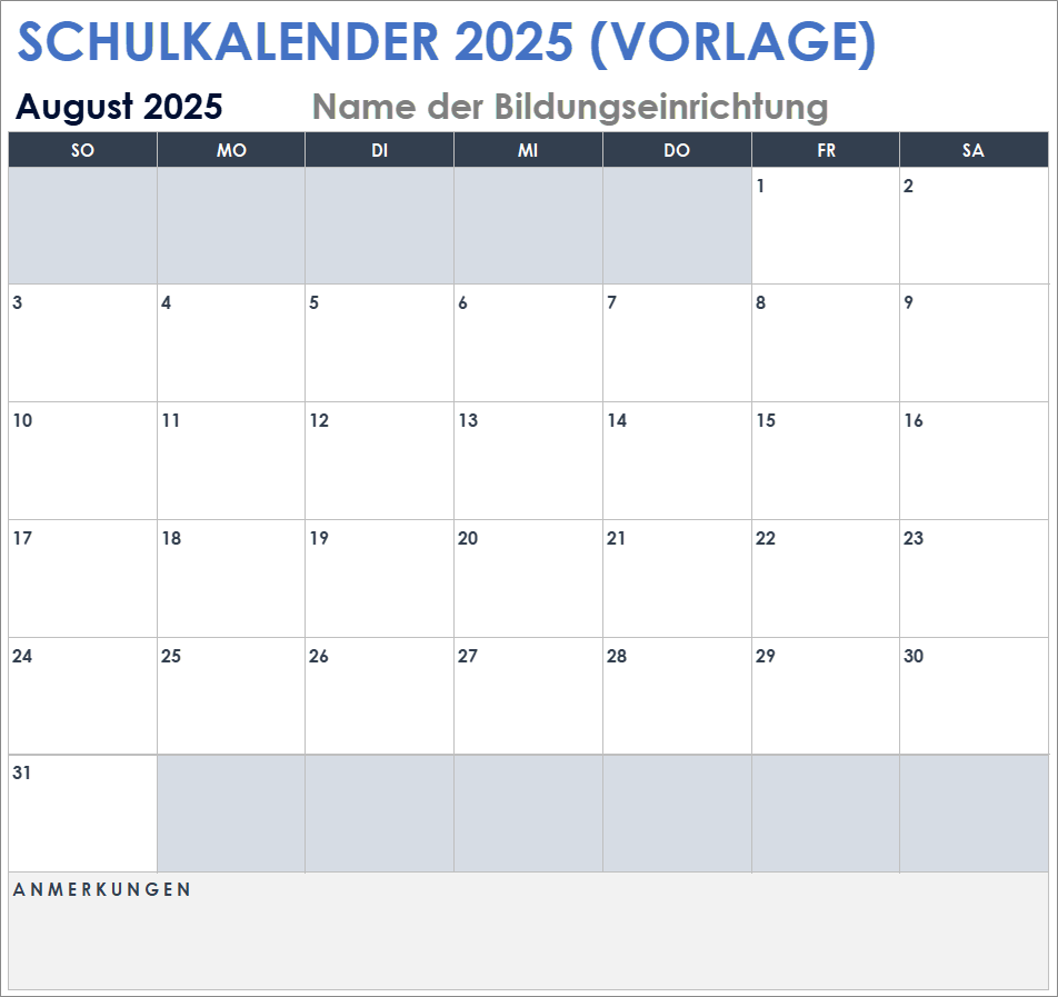 Schulkalender Zum Ausdrucken