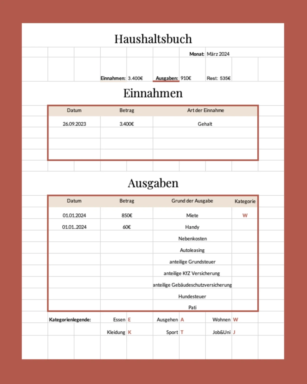 Haushaltsbuch Kostenlos Excel-Vorlagen