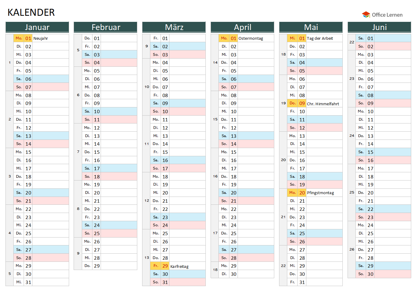Kalender Kostenlos 2-Seitig
