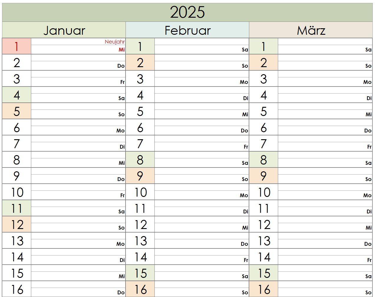 Kostenlose Kalendervorlagen 2025 Office Lernen