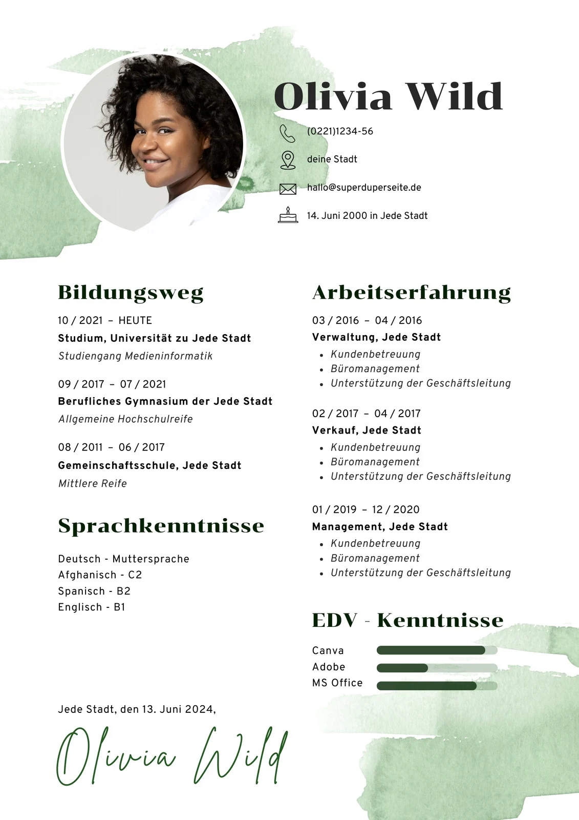Bewerbung Vorlage Kostenlos