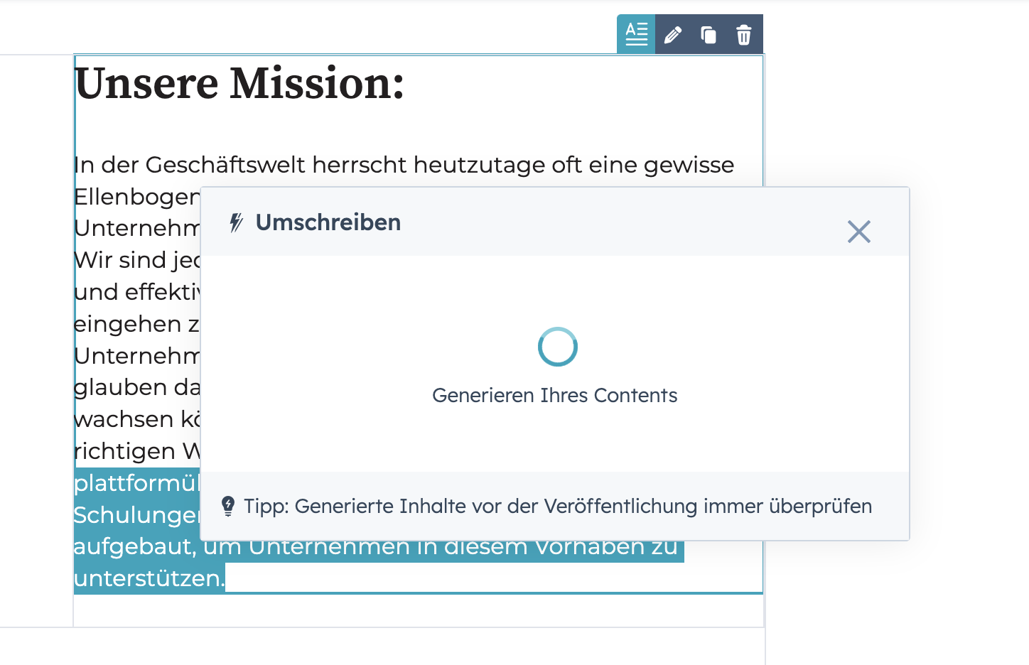 Kostenloser KI Text Generator HubSpot