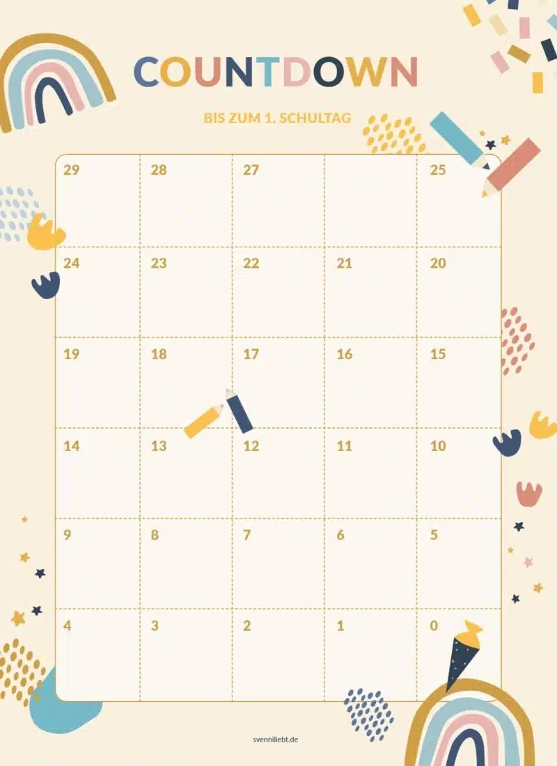 Kostenloses Freebie Stundenplan Und Countdown Kalender