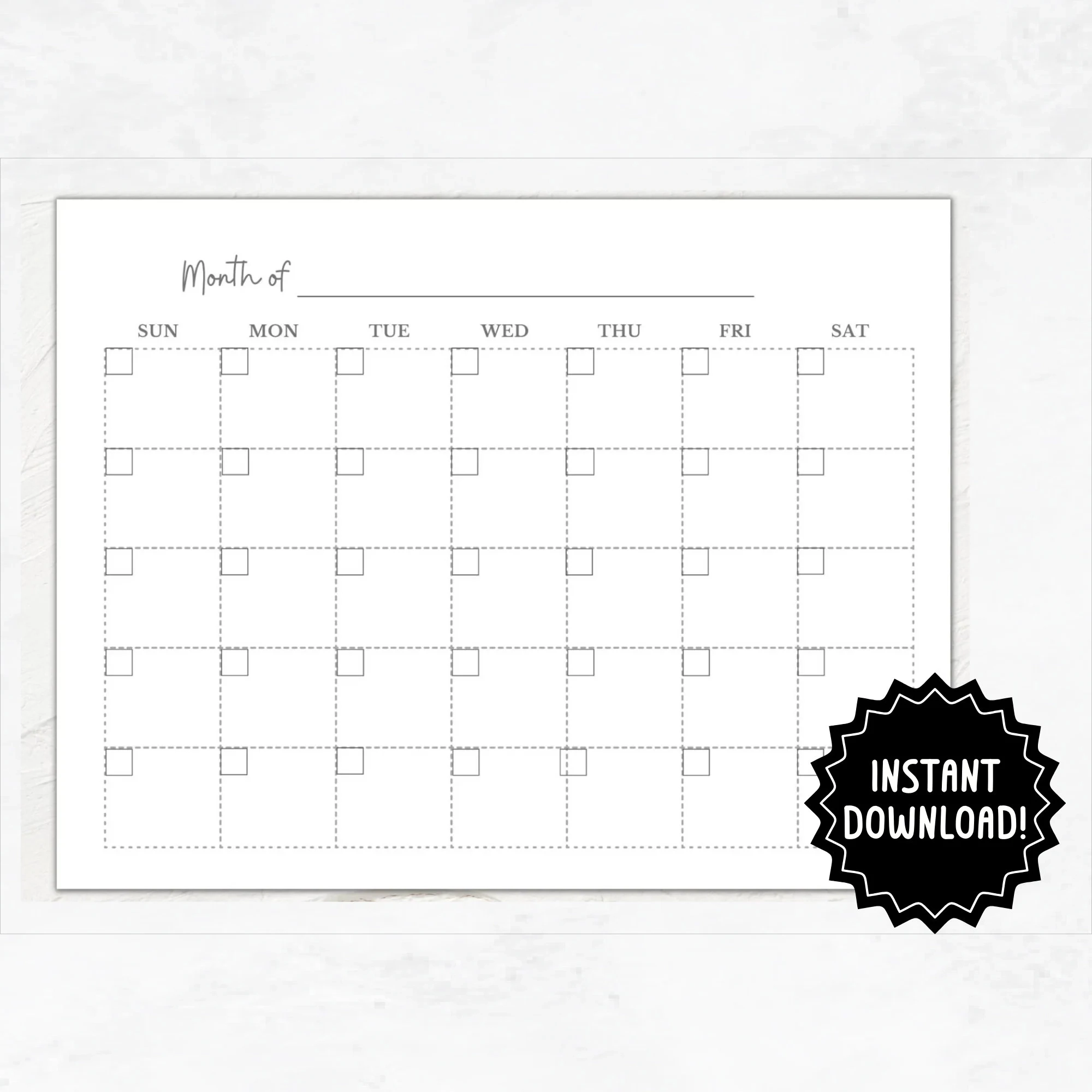 Leere Seite F r Den Monatskalender Druckbare Leere Kalender Seite Keine Termine Verwenden Sie F r Jeden Monat Etsy Schweiz