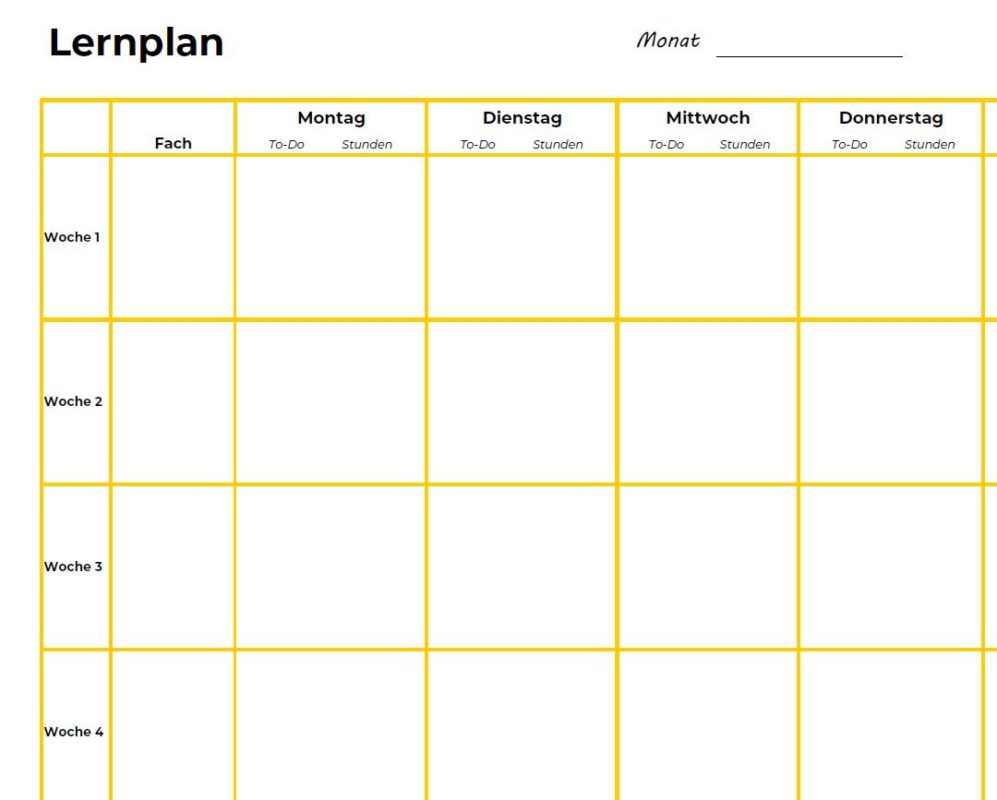 Lernplan Vorlage kostenlos Studyscript
