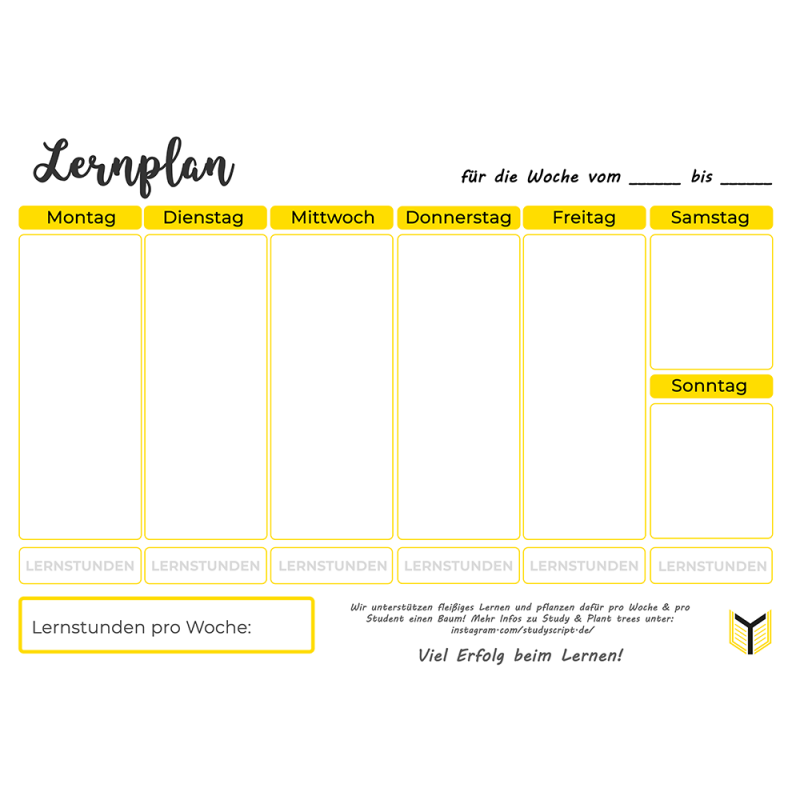 Lernplan Vorlage kostenlos Studyscript