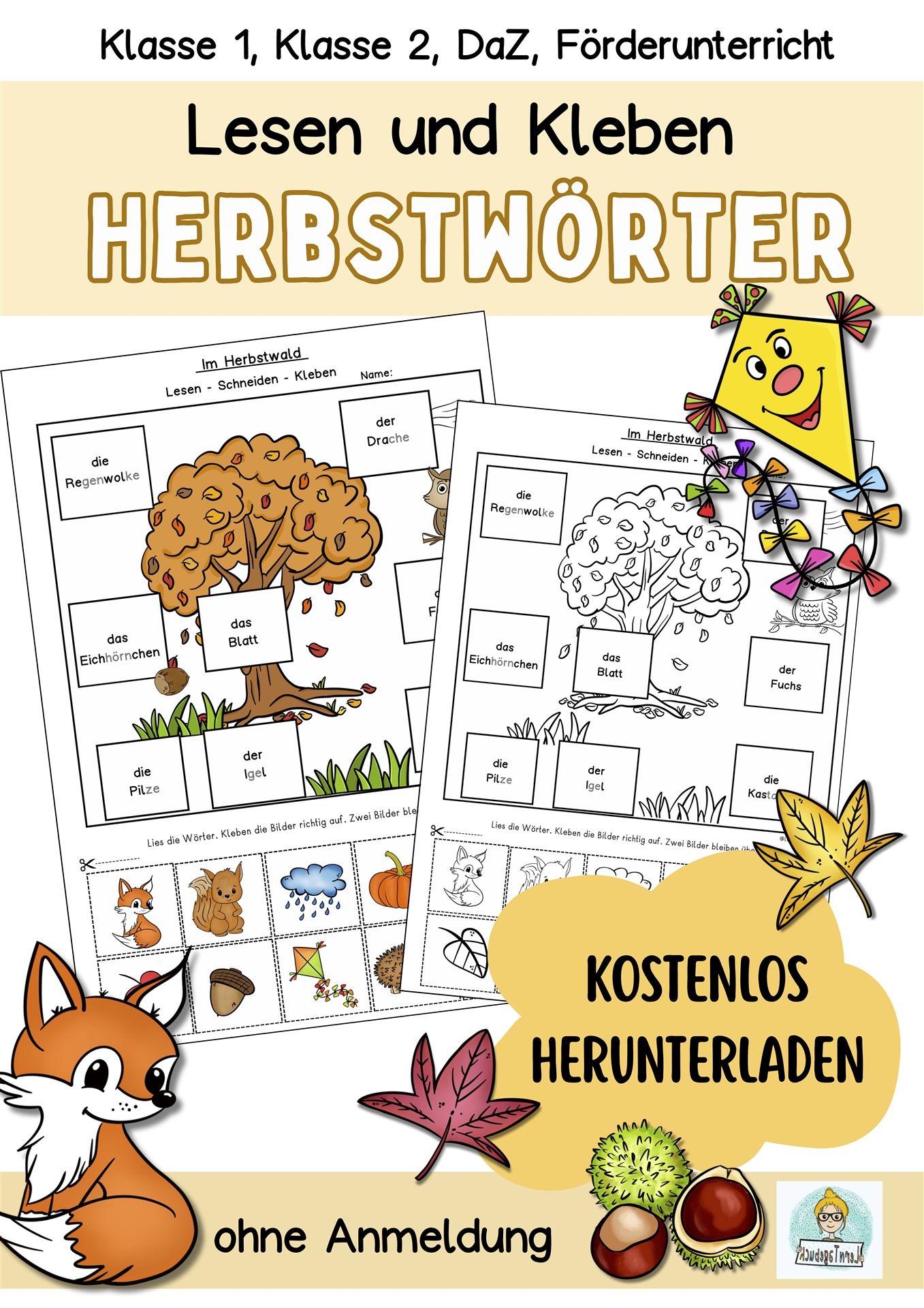 Lerntagebuch Kostenloses Arbeitsblatt Lese bung Herbst 1 Klasse DaZ