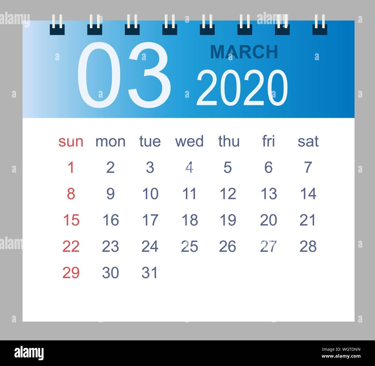 M rz 2020 Vektor Monatliche Vorlage Kalender 2020 Jahr In Einem Einfachen Stil F r Template Design Woche Beginnt Ab Sonntag Stock Vektorgrafik Alamy