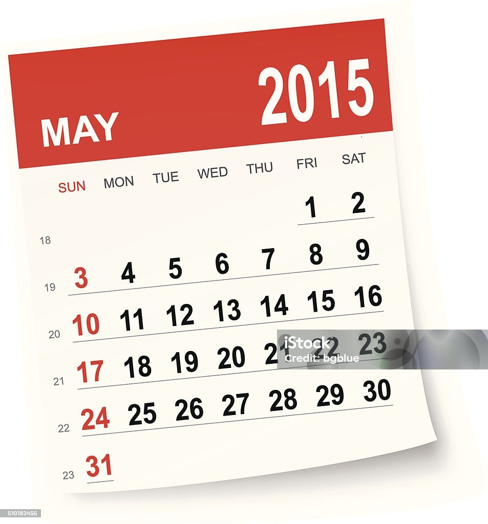 Mai 2015 Kalender Stock Vektor Art Und Mehr Bilder Von Buchseite Buchseite Datum Freisteller Neutraler Hintergrund IStock