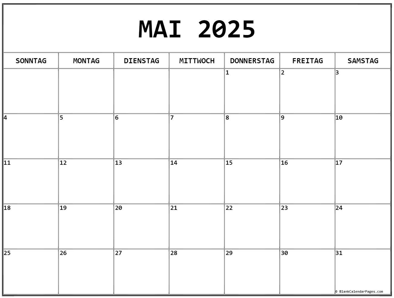 Mai 2025 Kalender Auf Deutsch Kalender 2025