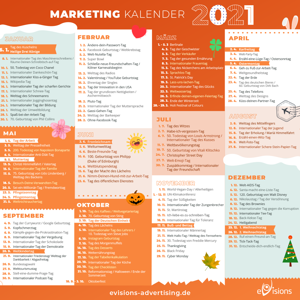 Marketing Kalender 2021 EVisions Advertising