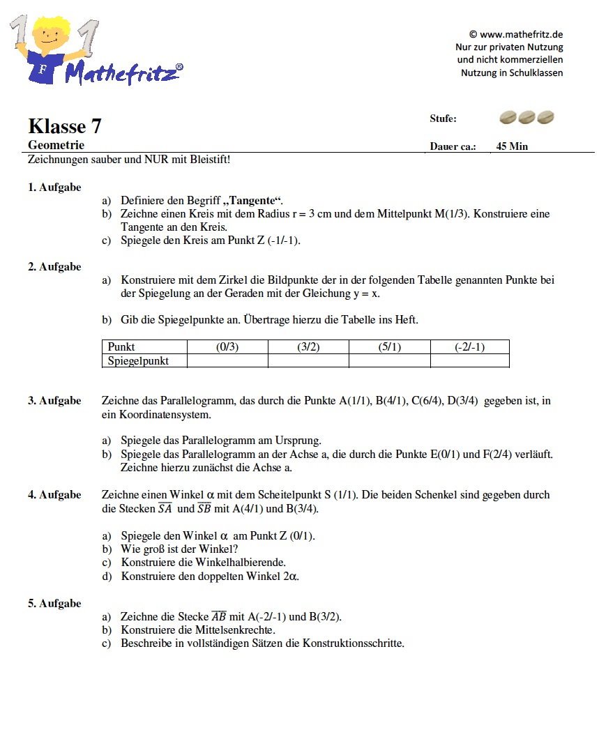 Matheaufgaben Geometrie Klasse 7 Mathefritz Aufgaben Zum Ausdrucken