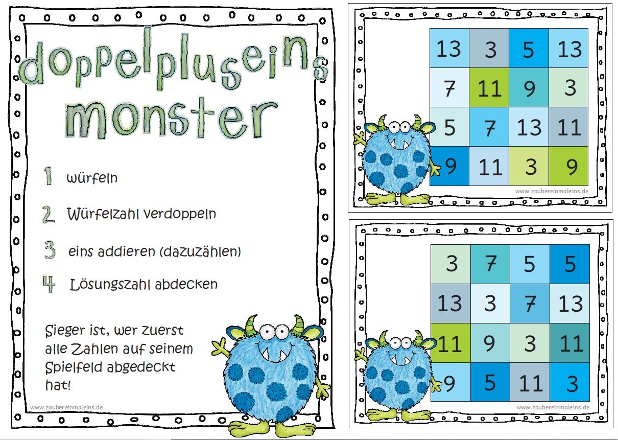 Mathespiel Doppelpluseinsmonster Zahlenraum Bis 20 Zaubereinmaleins Shop