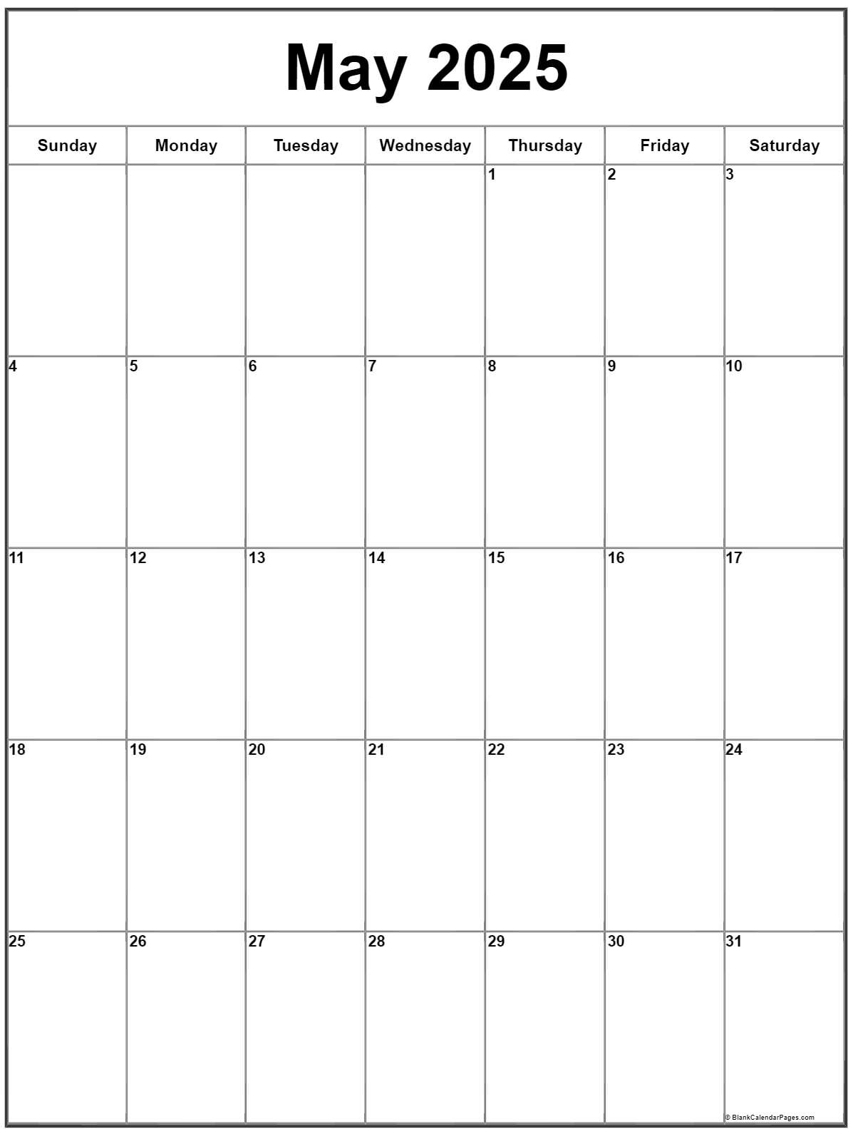 May 2025 Vertical Calendar Portrait May 2025 Vertical Calendar Portrait