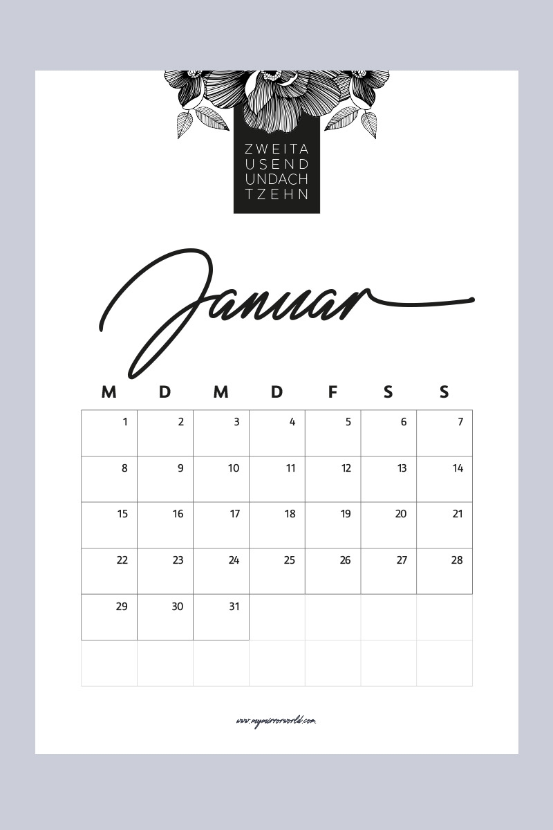Meine Kalender 2018 Zum Ausdrucken F r Dich My Mirror World