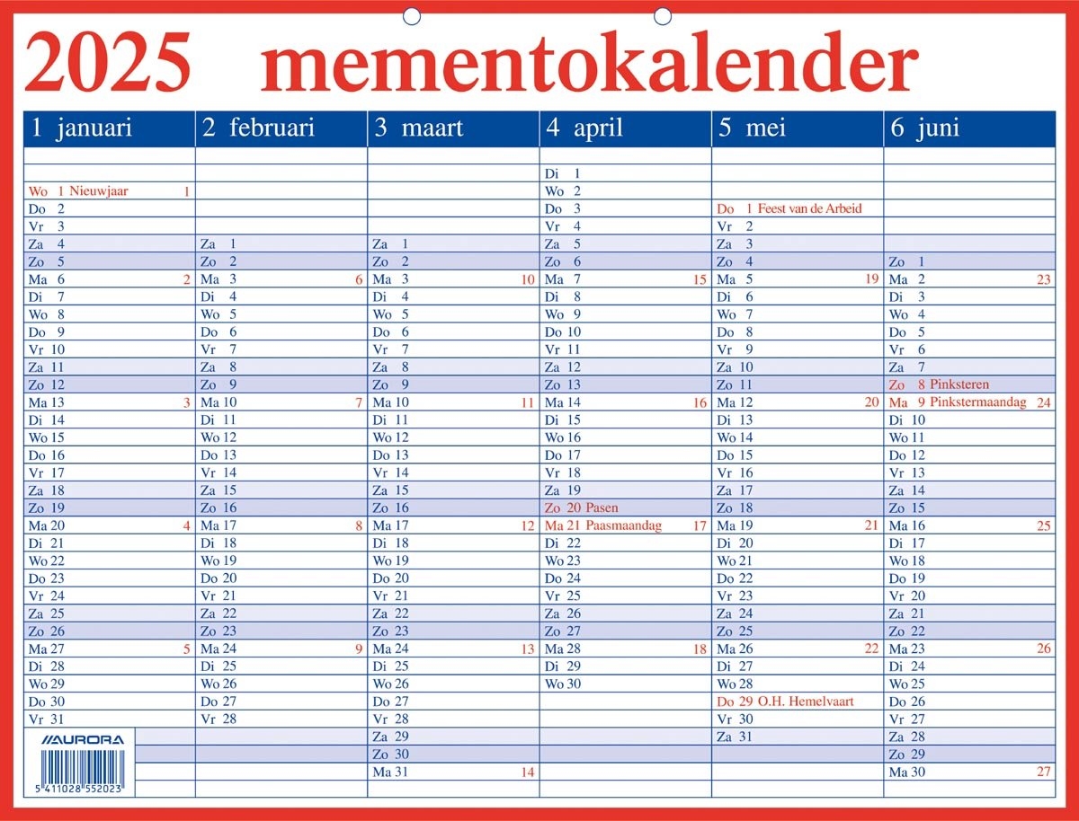 Memento Kalender 2025 BE NL 42x33cm Bol